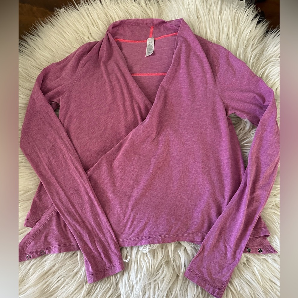 Ivivva pink‎ purple wrap snap long sleeve layering top girls size 14